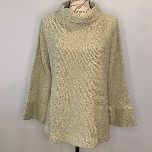 Soft Surroundings cotton woven pullover top cowl funnel turtle neck M